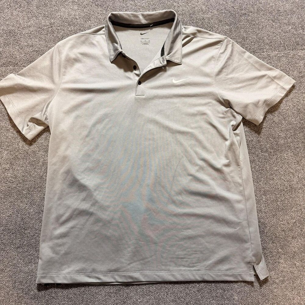 Nike Polo Shirt Mens XL Gray Dri-Fit Short Sleeve Golf Athletic Performance